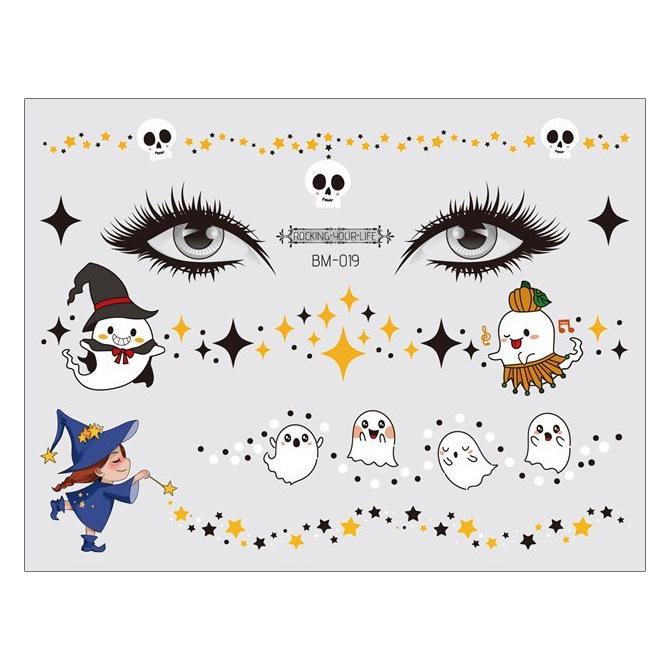 Waterproof Halloween Bat Face Stickers for Kids - Aesthetic Temporary Tattoos