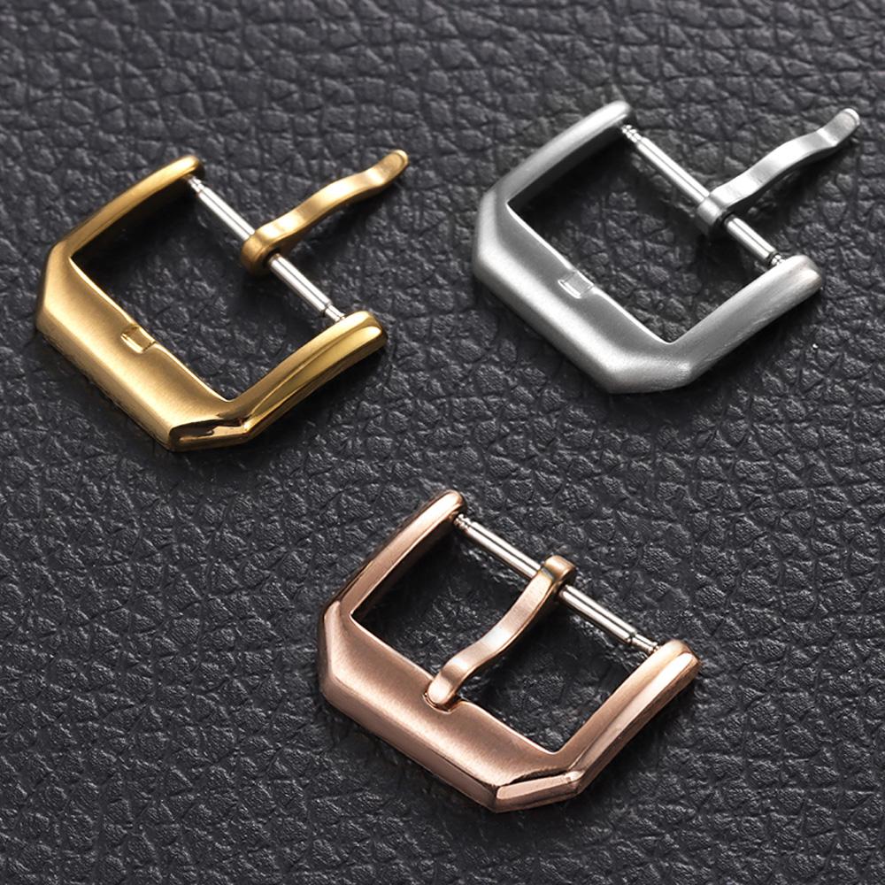 Brushed Stainless Steel Watch Pin Buckle 16mm 18mm 20mm Silver Gold Black Buckles for Leather Watch Band Strap Clasp Accessories