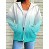 Woman Sweatshirts Simple Gradient Print Long Sleeves Zip Hoodie Autumn Casual Drawstring Design Fashion Women's Hoodie