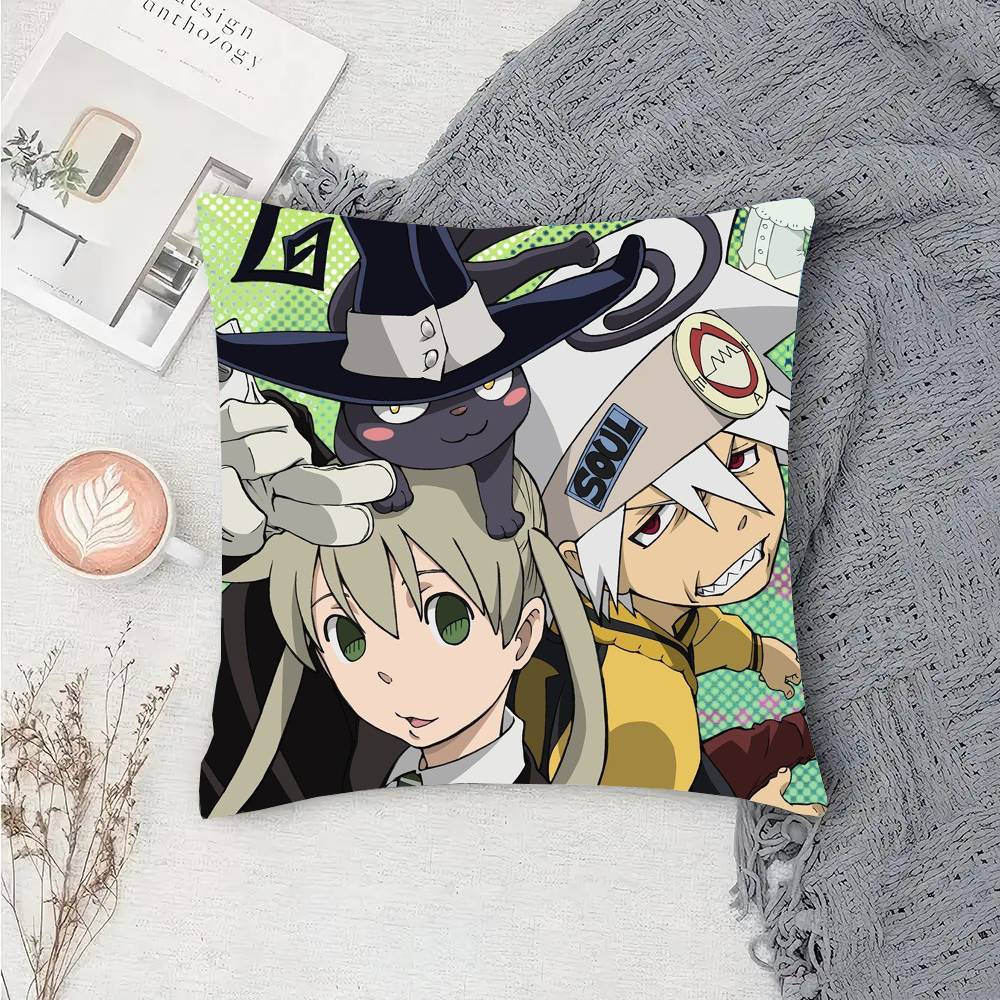 S-Soul E-Eater Animation Pillow Case Fashion Square Pillowcase Bedroom Sofa Room Ins Decoration Leisure