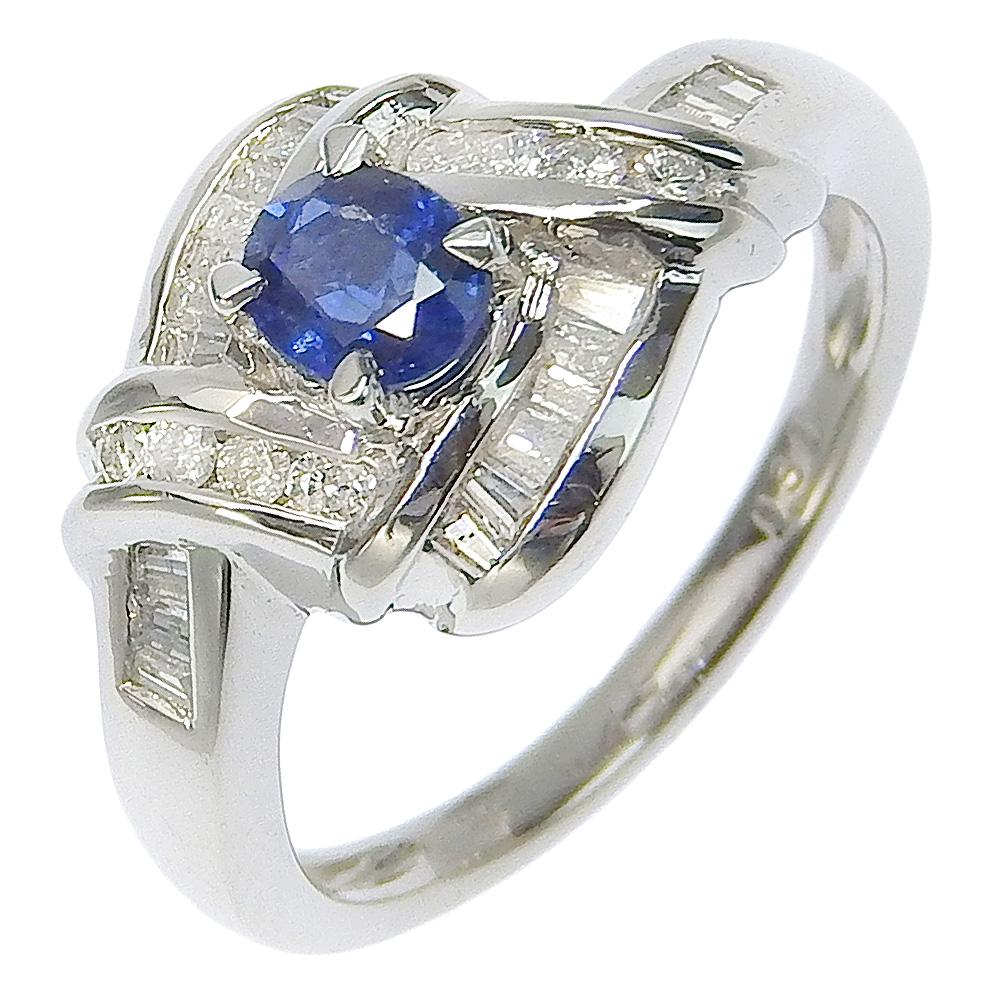 

Ring Pt900Platinum/sapphire/diamond #6.2(US Size) 6.3g Women Used