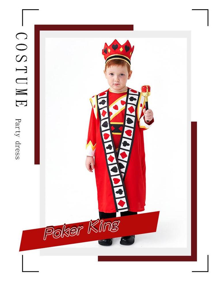 Red King of Spades Halloween Costume - Kids' Fairy Tale Role-Play Outfit