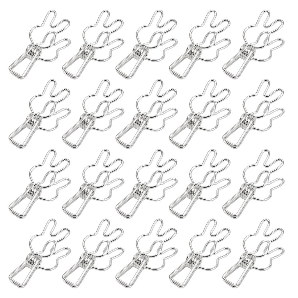 20 Pcs Clips Multipurpose Multifunction Electroplating Hollow Metal Binder Strong Spring ClipSilver