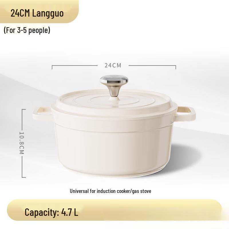 Zhishi Ceramic Enamel Stew Pot with Metal Lid