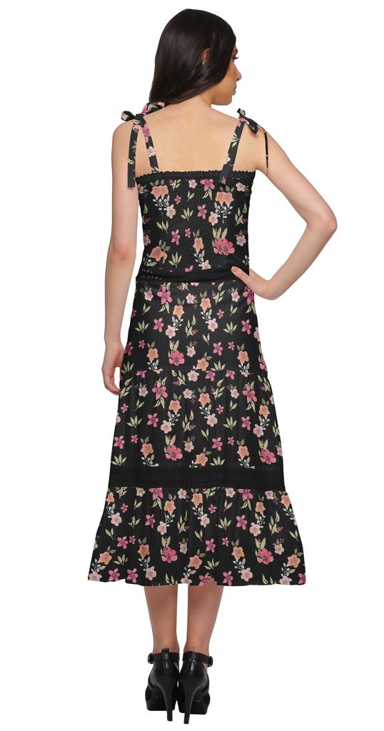 Moomaya Printed Adjustable Shoulder Strap Women Casual Sleeveless Long Dress