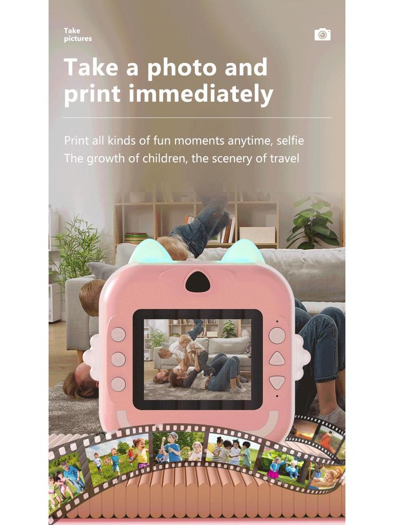 Q5 Barnas Øyeblikkelig Termisk Utskrift Digitalkamera - Tegneserie Miniutgave.