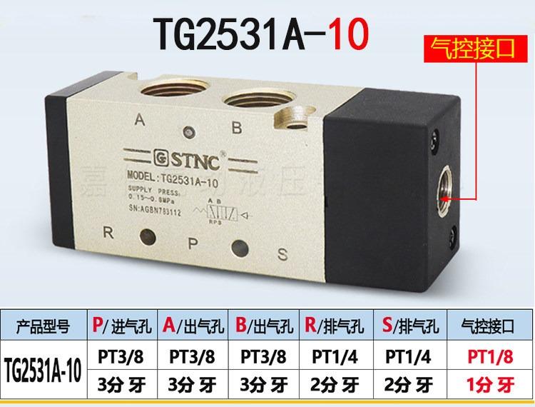 STNC Pneumatic solenoid valve 1/4" TG2522A-08 Two position five way Air control valve TG2511A-06 TG2521A TG2531A-10 TG2512A