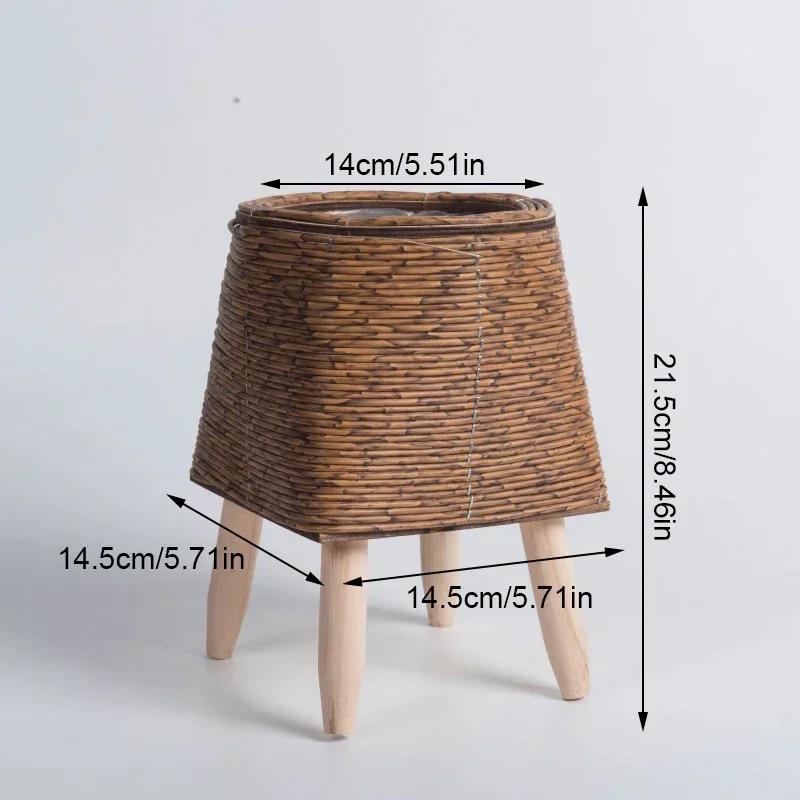 1pc Boho Plant Stand Basket Flower Shelf Succulent Plants Woven Planter Imitation Rattan Flower Stand Basket with Removable Legs