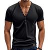 Maglietta Henley da Uomo a Maniche Corte con Scollo a V e Dettaglio Bottoni Vestibilità Slim Morbida Traspirante Maglietta Casual per l'Uso Quotidiano