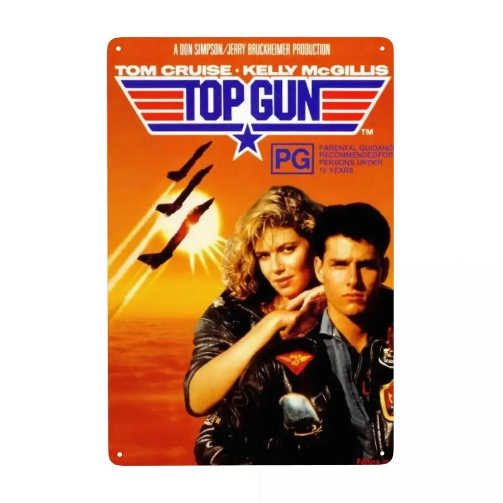 Tin Plate Top Gun Movie Sign Vintage Action Film Metal Poster Board Iron Craft Wall Decor Plaque Tin Sign Bar Home Decoration