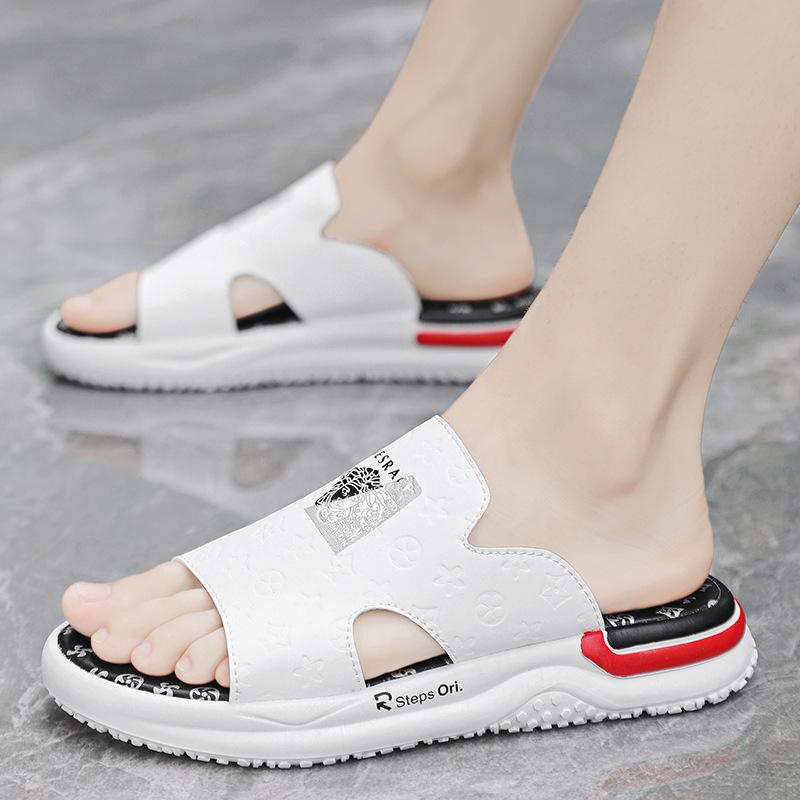 Chinese style trend men's summer one-word drag bathroom non-slip leisure travel non-slip out moisture slippers