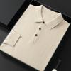 Maglione in Lana Pettinata di Alta Qualità con Collo Polo da Uomo per Primavera e Autunno, Maglietta a Manica Lunga Sottile in Maglia da Business