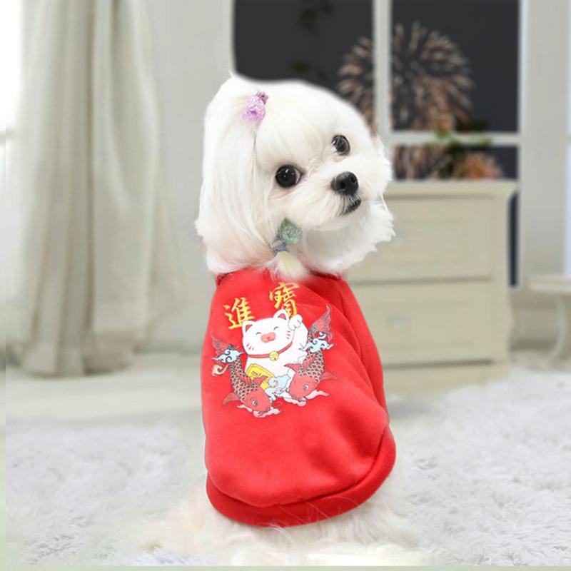 Pet New Year Clothes Lucky Dog Cat Comfortable Warm Coat Wear-resistant Fashion Pattern New Year