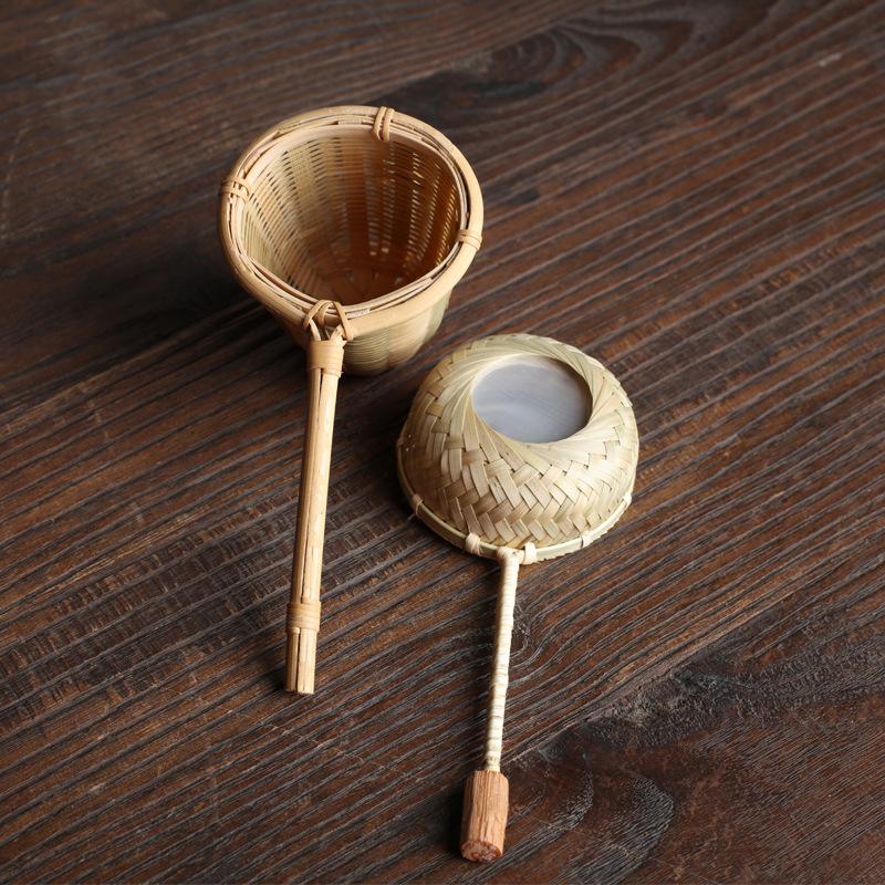 Japon Tarzı Çay Töreni Bambu Ahşap Çay Filtresi Örgü Çay Demlik Yeniden Kullanılabilir