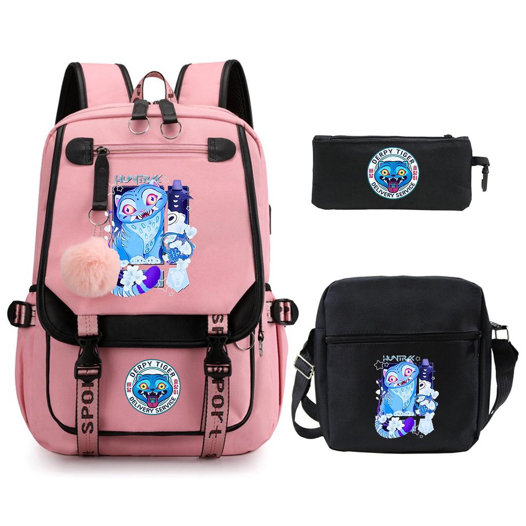 Witch Hunters Cartoon Peripheral Printing Children's Backpack Cross-border New Student School Bag Three-piece Shoulder Bag Pencil Bag