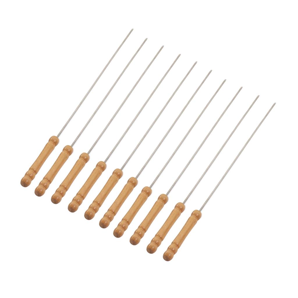 10 stücke Grillspieße Holzgriff Edelstahl BBQ Kabob Sticks für Outdoor-Grill 11,8 in