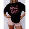 Black And Pink Wedding-Themed T-Shirt for Plus-Size Women, Featuring a Fun Design with Hearts. Ideal for Bridal Parties, Bachelorette Celebrations