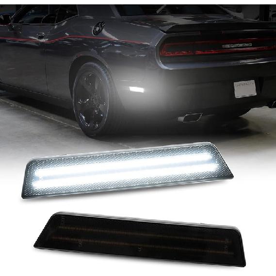 AUTOONE Upgraded Red Rear LED Side Marker Lights Compatible With 2008-2014 Dodge Challenger & 2011-2014 Charger, Fender Side Markers, Smoked Lens