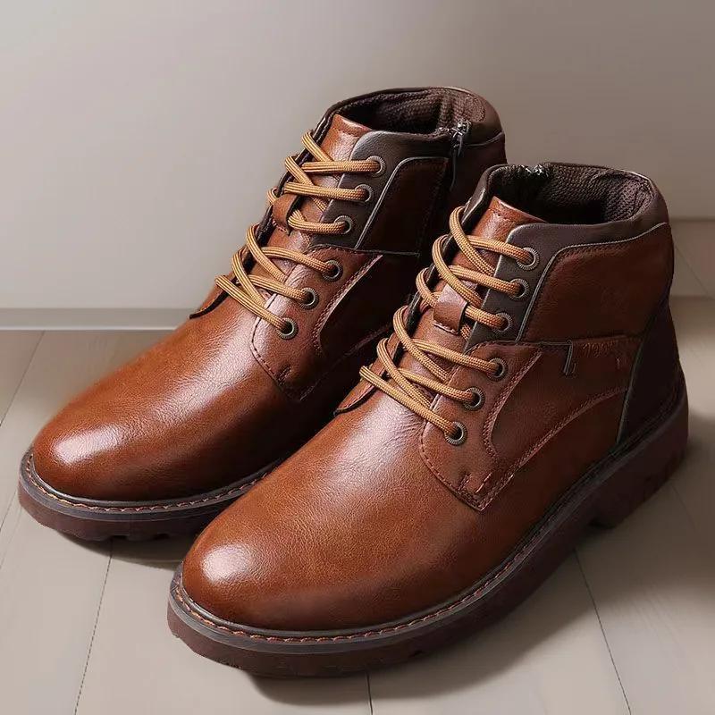 Fashion Handmade Men Boots Autumn Winter Male Booties Outdoor Vintage Brown Boots Ankle Work Boots Beef Tendon Bottom Zapatillas Male