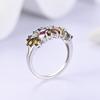 Natural Multi-Tourmaline Women Ring Flower Design 925 Sterling Silver Ring for Wedding Banquet Party Gift