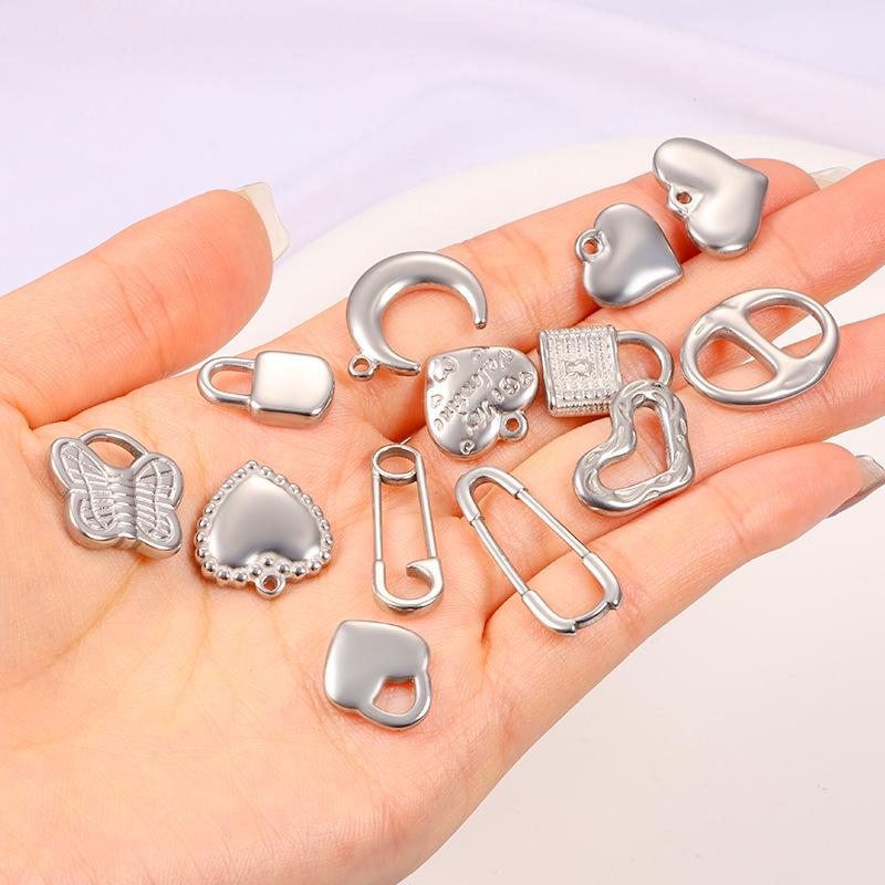 Polished Stainless Steel Heart Charms for DIY Necklaces and Bracelets