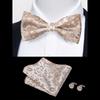Classic Bowtie Bow Ties for Mens Butterfly Bowknot Pocket Square Cufflinks Suit Set Bussiness Accessories