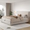 Upholstered Bed, Double Bed, 180*200cm, Hydraulic Function, Slatted Frame, Headboard, Large Storage Space, Bed Legs Made of Solid Wood, Cream, Velvet