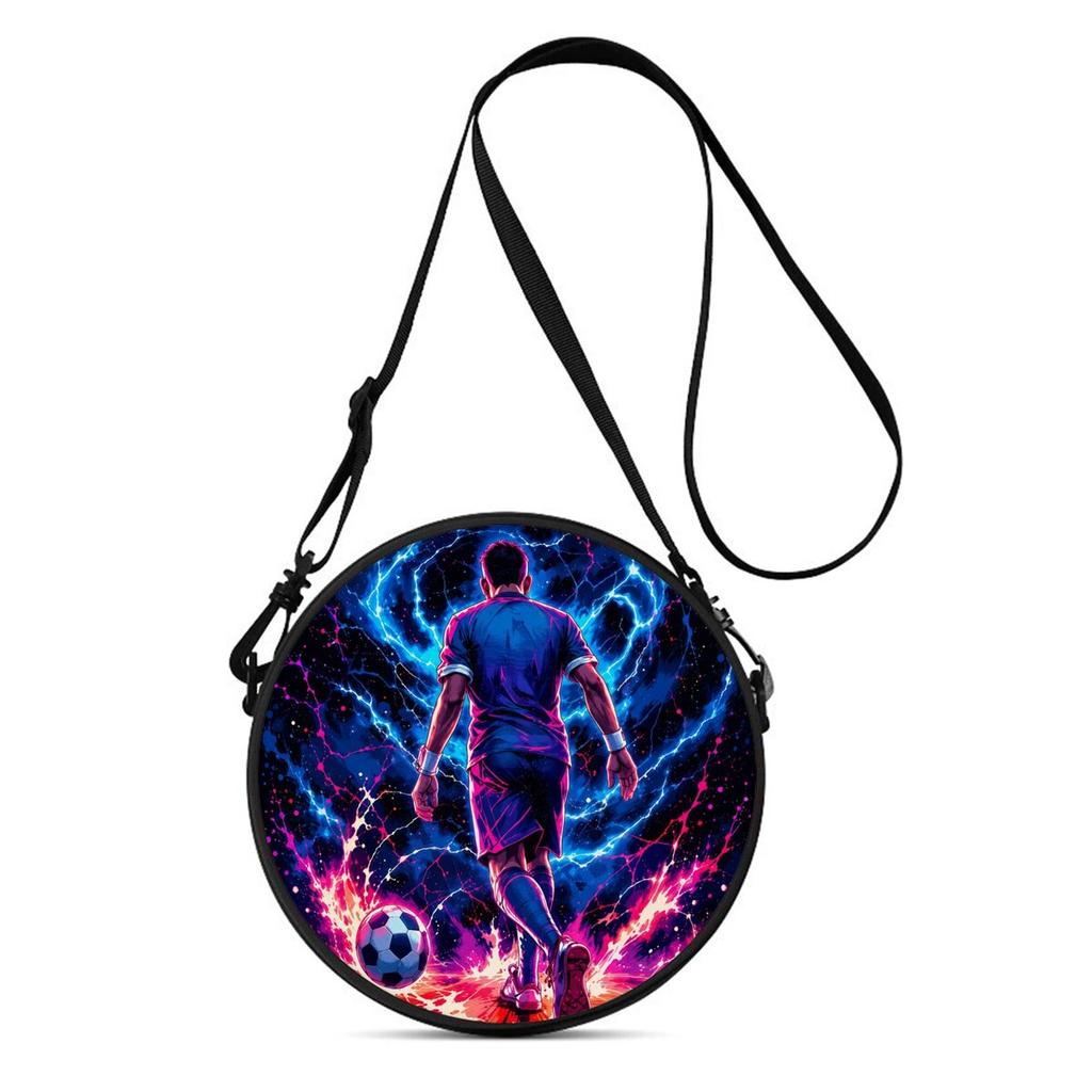 Fußball-Print Damen Runde Crossbody-Tasche Vintage Kreis Umhängetasche Verstellbarer Riemen Reise Umhängetasche Geschenk