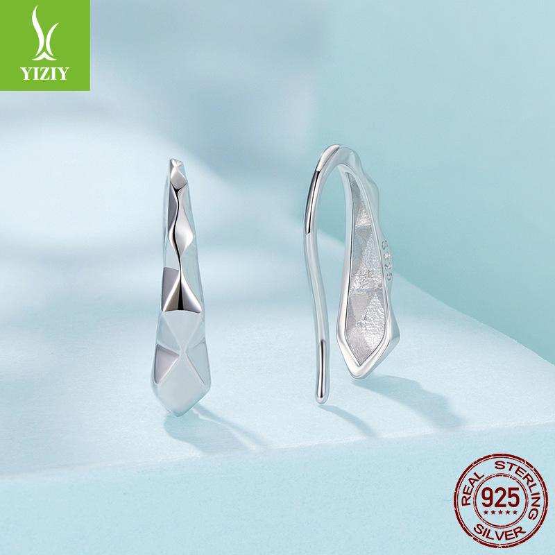 Simple Geometric Rhombus Ear Hook Women'S Delicate High S925 Sterling Silver Rhombus Earrings Earrings
