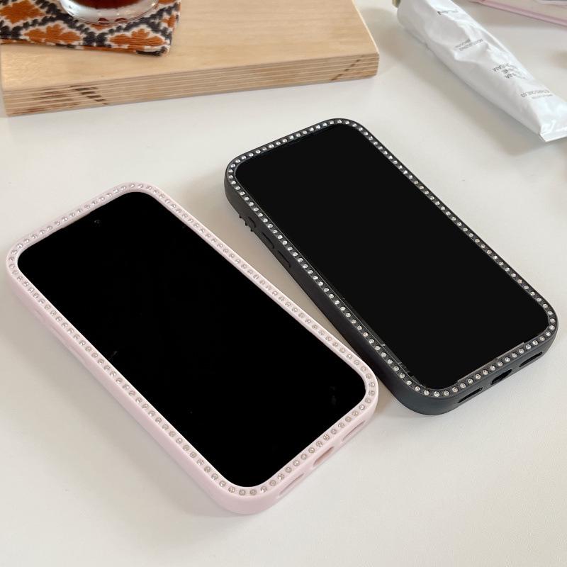 Ins Cute Double-Sided Rhinestone Full Screen KT Makeup Mirror for iPhone 17 Pro Max/16/15 Pro Max Cases.