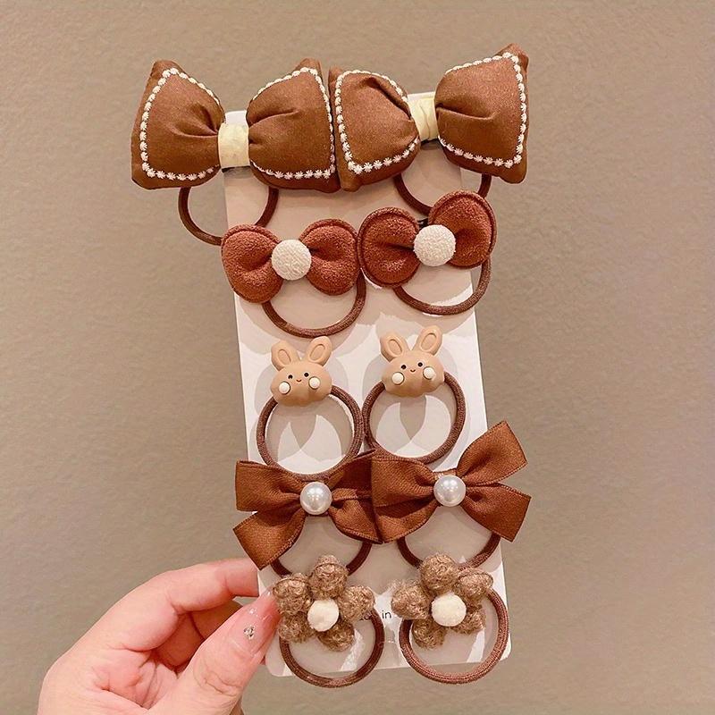 10 ks/sada Kreslená gumička do vlasů Mašle Gumičky do vlasů Květinové čelenky Princeznovské Elastické gumičky Vlasové doplňky