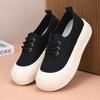 New muffin shoes women's casual shoes platform round head lace-up white shoes fashion