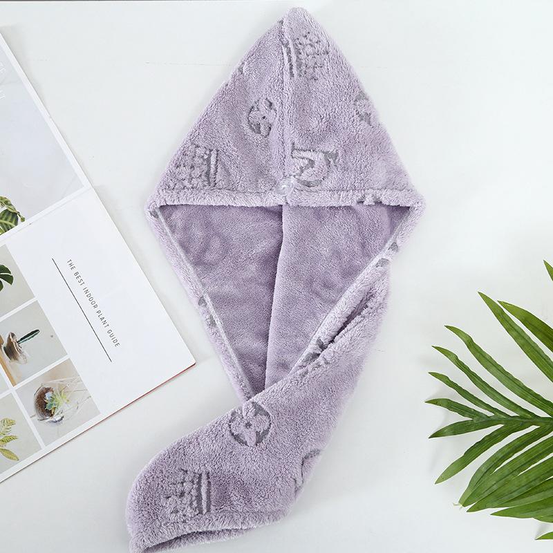 Coral fleece dry hair cap quickly absorbs water, is soft and skin-friendly, quick-drying cycle hollow flower women's headscarf