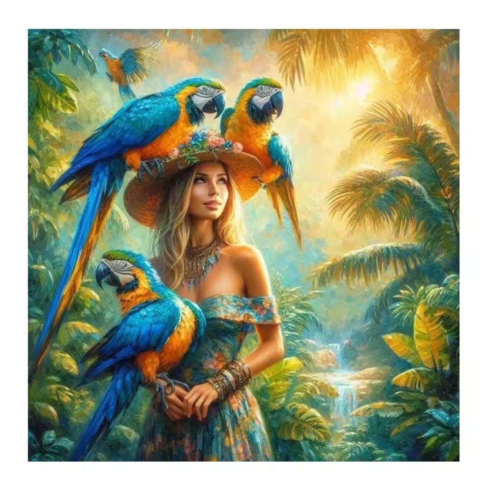 Diamond painting Art 5D DIY Colorful Peony Flowers Beauty Girl Diamond Mosaic Bird Tree 5D Rhinestone Cross Stitch Home Decor