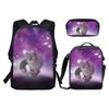 Classico Popolare Divertente Cielo Stellato Animale Stampa 3D Set da 3 pz Zaino per Studenti Zaino per Laptop Zaino Giornaliero Borsa Pranzo Astuccio