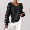 Women's Ribbon Bow Decorated Knitted Pullover
