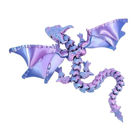 DYS 3D Printed Articulated Dragon Figurine with Adjustable Wings and Unique Eyes, Movable Joints Sculpture for Home Decor Fantasy Gift Lovers
