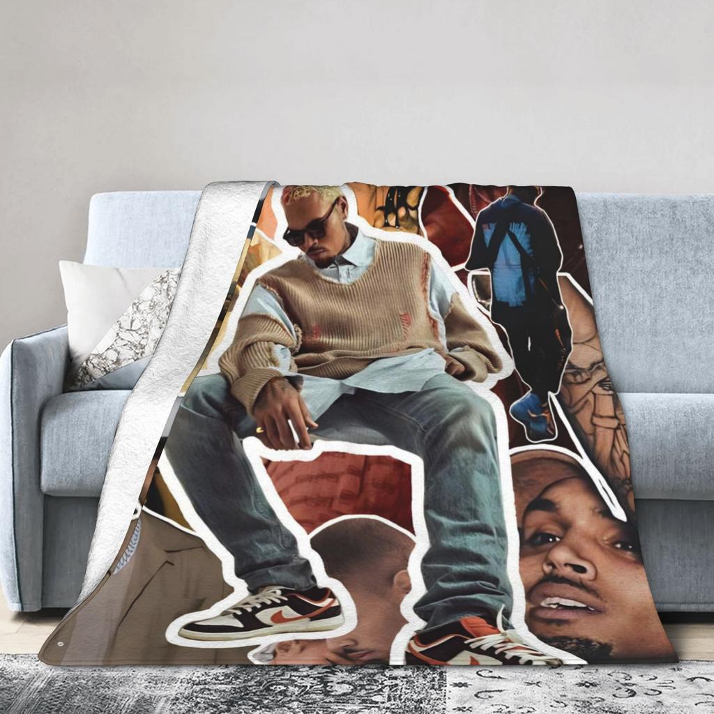 Warm Soft BlanketsKids Adult Travel Rapper Chris Browns Throw Blanket Flannel Bedspread Sofa Bed Comfortable Sofa Bed Cover