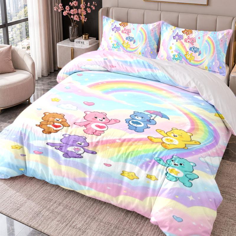 Care Bears 3Pcs Bedding Set Duvet Cover With Two Pillowcases For Bedroom Home Decoration