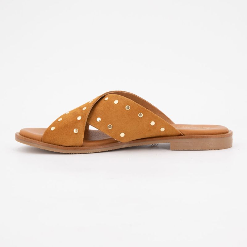 Mules setter cuir à clous dorés Femme CARLA TORTOSA