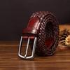 3.5Cm Woven Belt Men'S Genuine Leather Handwoven Pin Buckle Belt Pure Cowhide Fashion Casual Couple Belt Women