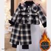 Girls' Woolen Padded French Style Set: Fur Collar Jacket & Wide-Leg Pants for Autumn/Winter 2026