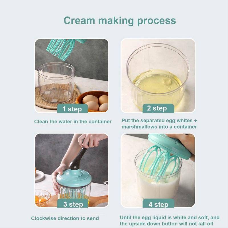 NEW Cream Whisk Manual Household Cake Beater Egg Shaker Semi-automatic Small Egg Beater Kitchen Food Processing Machine 1.5L