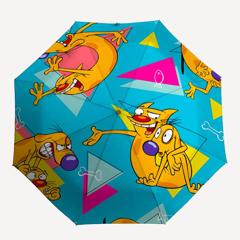 

1pc CatDog Home Essential Cute Cartoon Umbrella, Portable Folding Umbrella with Durable Iron Frame 8 Ribs, 072