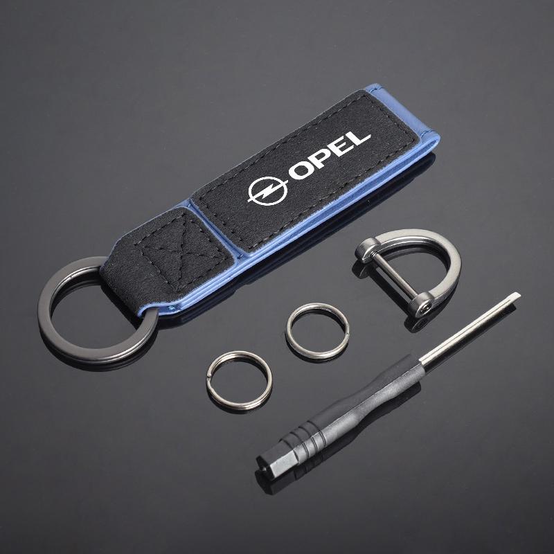 Suede Leather Keychain 360 Degree Rotating Horseshoe Buckle Rings For Opel Astra G H J K F Corsa D Zafira B Insignia Mokka Regal