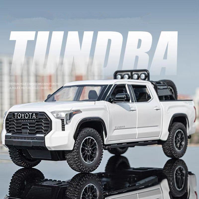 1/24 Toyota Tundra Alloy Pickup Car Model Diecast & Toy Metal Off-Road Vehicles Car Model Sound and Light Collection Childrens Toy Gift