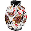 Unisex Oversized Hooded Sweatshirt With Dice Print Long Sleeve Cotton Blend Pullover Winter