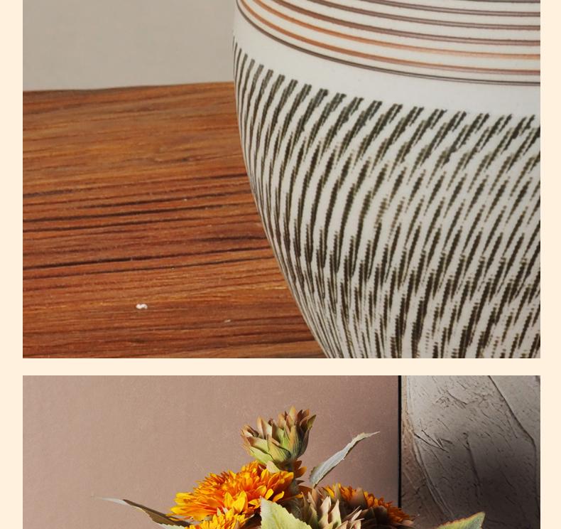 Hand-Carved Chinese Zen Ceramic Vase for Dried Flowers - Home Decor