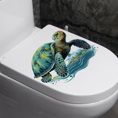 Cartoon Crawling Turtle Toilet Sticker Removable Self-adhesive Waterproof PVC Living Room Wall