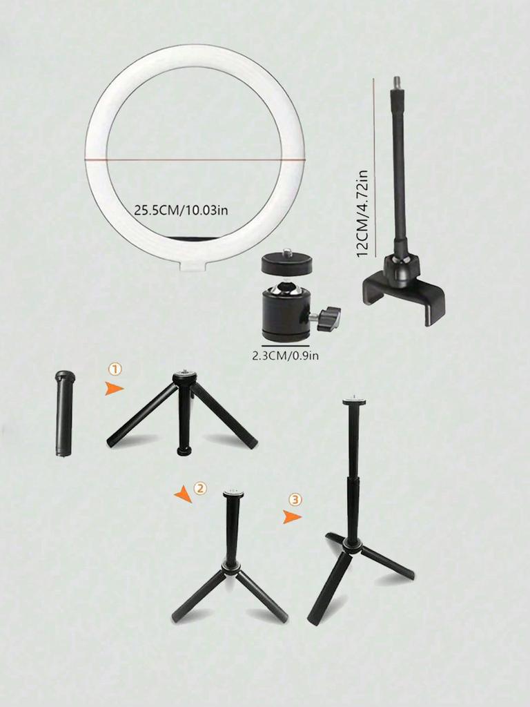 Xiaomi Portable 10" Circle Light with Adjustable Desktop Tripod, 120 LED Beads 3 Color Temperature Ring Light for Makeup Live Streaming